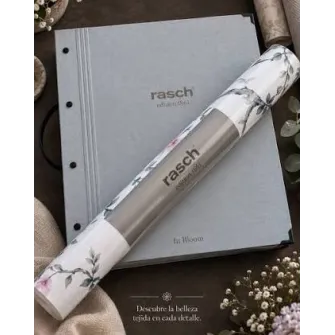 Rasch In Bloom Rosalie Krem Beyaz Damask Duvar Kağıdı Krem ve ekru zemin üzerine klasik şam damask desenli keten dokulu Alman mimari duvar kağıdı