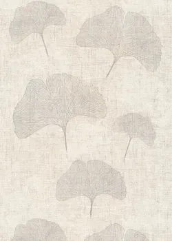 Cuba 32265-3 Ginkgo / Mabet Ağacı Yaprağı Desenli Krem ve Gri Vlies Duvar Kağıdı, 5.33m²