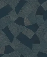 Cuba 79160-3 Geometrik Desenli Lacivert / Antrasit Keten Dokulu Vlies Duvar Kağıdı, 5.33m²