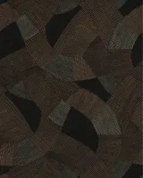 Cuba 79160-5 Geometrik Desenli Siyah / Bakır Kahve Keten Dokulu Vlies Duvar Kağıdı, 5.33m²