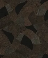 Cuba 79160-5 Geometrik Desenli Siyah / Bakır Kahve Keten Dokulu Vlies Duvar Kağıdı, 5.33m²