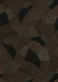Cuba 79160-5 Geometrik Desenli Siyah / Bakır Kahve Keten Dokulu Vlies Duvar Kağıdı, 5.33m²