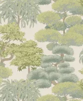 Cuba 79161-3 Krem Yeşil Bonsai ve Ağaç Desenli Vlies Duvar Kağıdı, 5.33m²