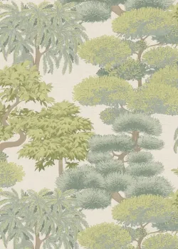 Cuba 79161-3 Krem Yeşil Bonsai ve Ağaç Desenli Vlies Duvar Kağıdı, 5.33m²