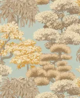 Cuba 79161-4 Mavi Bej Bonsai ve Ağaç Desenli Vlies Duvar Kağıdı, 5.33m²
