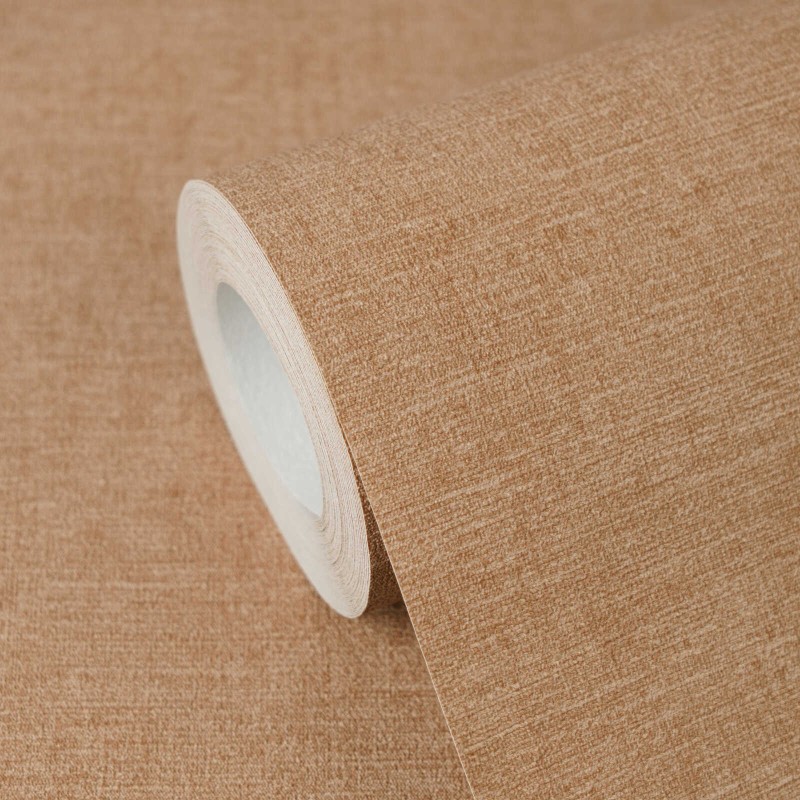 Taba kiremit tonlarında keten kumaş dokulu düz AS Creation Cuba 79165-9 vlies duvar kağıdı