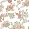 Beyaz zemin üzerine soft yeşil ve pudra pembe otantik çiçek motifli Blooming Garden 8300 duvar kağıdı