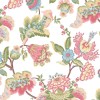 Beyaz zemin üzerine pembe, fuşya ve yeşil otantik çiçek motifli Blooming Garden 8301 duvar kağıdı