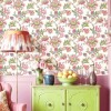 Beyaz zemin üzerine pembe, fuşya ve yeşil otantik çiçek motifli Blooming Garden 8301 duvar kağıdı