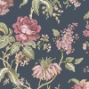 Koyu lacivert zemin üzeri mürdüm ve pembe çiçek desenli Blooming Garden 8308 duvar kağıdı