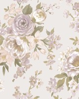 Blooming Garden 8310 Çiçek Desenli Krem, Eflatun ve Soft Gül Duvar Kağıdı, 5.33m²