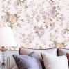 Blooming Garden 8310 Eflatun Çiçek Desenli Duvar Kağıdı Krem zemin üzerine eflatun ve lila gül buketleri desenli Blooming Garden 8310 duvar kağıdı