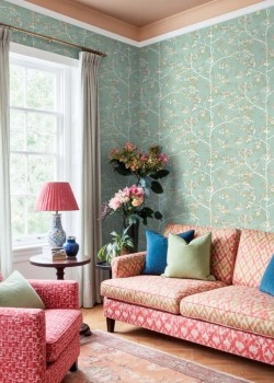 Blooming Garden 8321 Ağaç Dallı Su Yeşili Duvar Kağıdı, 5.33m²