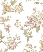 Blooming Garden 8325 Çiçek Desenli Beyaz, Soft Pembe ve Sarı Duvar Kağıdı, 5.33m²