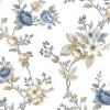 Beyaz zemin üzerine mavi ve sarı çiçek desenli Blooming Garden 8327 duvar kağıdı