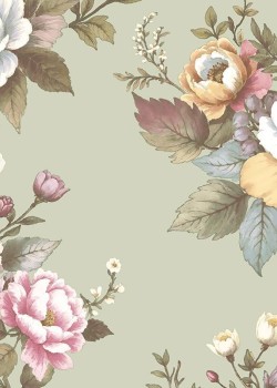 Blooming Garden 8331 Klasik Çiçek Demeti Desenli Adaçayı Yeşili Duvar Kağıdı, 5.33m²