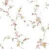 Beyaz zemin üzerine pembe ve sarı kiraz çiçeği dalları desenli Blooming Garden 8335 duvar kağıdı