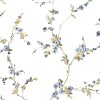 Beyaz zemin üzerine mavi ve sarı çiçekli dallar desenli Blooming Garden 8336 duvar kağıdı