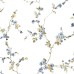Blooming Garden 8336 Botanik Dal ve Çiçek Desenli Beyaz ve Mavi Duvar Kağıdı, 5.33m²