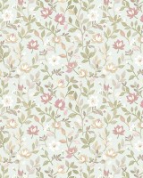 Blooming Garden 8352 Botanik Çiçek Desenli Su Yeşili Duvar Kağıdı, 5.