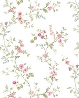Blooming Garden 8356 Botanik Çiçek Desenli Beyaz ve Pembe Duvar Kağıdı, 5.33m²