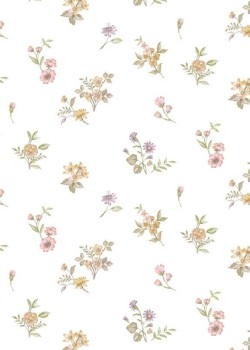 Blooming Garden 8360 Minik Çiçek Desenli Beyaz ve Renkli Duvar Kağıdı, 5.33m²