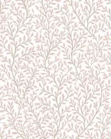 Blooming Garden 8364 Botanik Yaprak Desenli Beyaz ve Pembe Duvar Kağıdı, 5.33m²