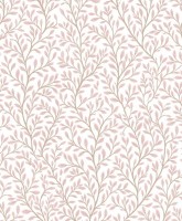 Blooming Garden 8364 Botanik Yaprak Desenli Beyaz ve Pembe Duvar Kağıdı, 5.33m²