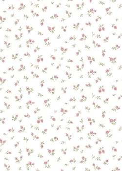 Blooming Garden 8371 Minik Gül Desenli Beyaz ve Pembe Duvar Kağıdı, 5.33m²