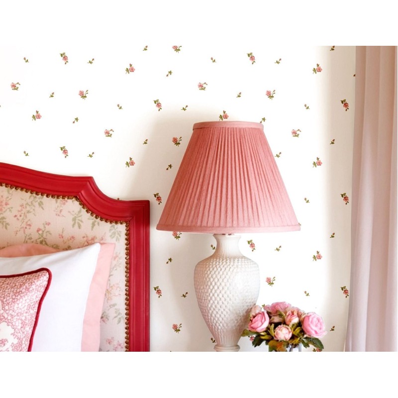 Blooming Garden 8375 Minik Çiçekli Duvar Kağıdı Beyaz zemin üzerine minik mavi çıtı pıtı çiçek desenli Blooming Garden 8375 duvar kağıdı