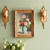 Krem ve çağla yeşili pötikare desenli Blooming Garden 8393 duvar kağıdı