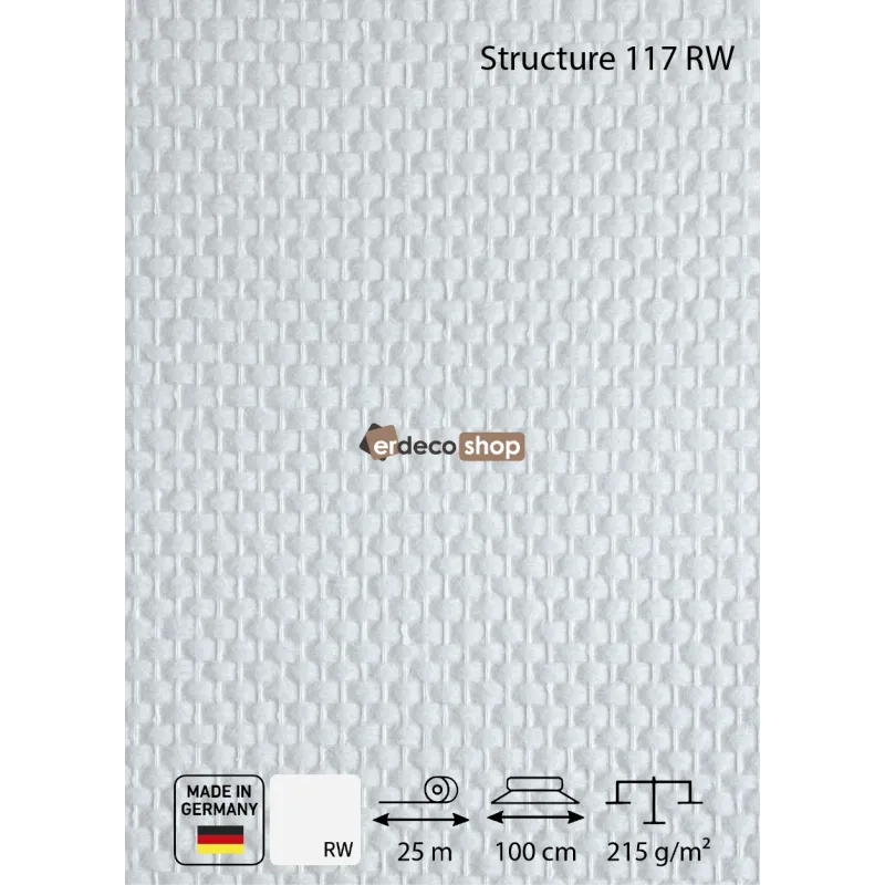 SYSTEXX Structure 117 RW iri hasır desenli ham yüzey cam tekstili duvar kaplaması 215 g/m²