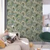 Koyu adaçayı yeşili zemin üzerine ağaç ve orman desenli bebek odası duvar kağıdı Jack n Rose LD2113
