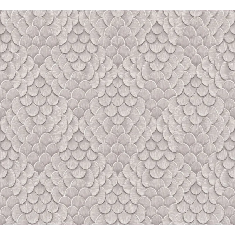 Marburg Papis Loveday 35812 Damask Duvar Kağıdı Greige ve gül kurusu lila tonlarında balık pulu damask desenli podyum esintili lüks duvar kağıdı
