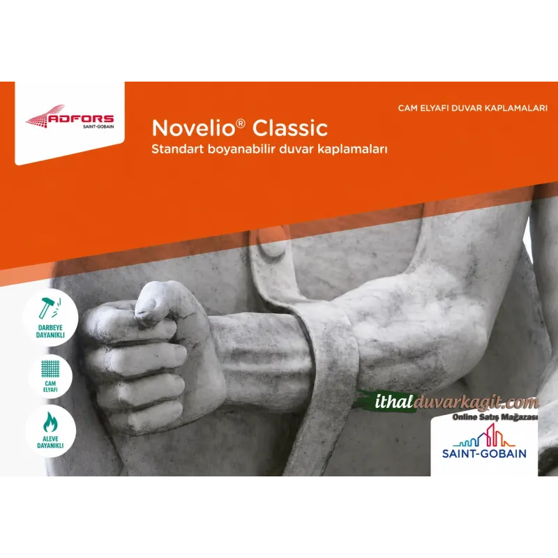 Novelio T1003 Cam Tekstili 50m² – Boyaya Hazır Duvar Kaplama Novelio T1003 düz dokuma cam tekstili 50m² rulo duvar kaplama