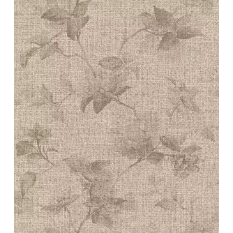 Rasch Atelier Tissé 612912 Botanik Çiçekli Beyaz Duvar Kağıdı Beyaz ve kırık beyaz tonlarında keten dokulu botanik çiçek dalları desenli Rasch Atelier Tisse 612912 duvar kağıdı