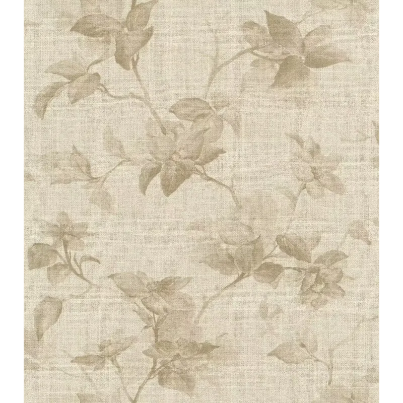 Rasch Atelier Tissé 612929 Açık Bej Keten Dokulu Duvar Kağıdı Açık bej keten dokulu botanik yaprak desenli Rasch Atelier Tisse 612929 duvar kağıdı