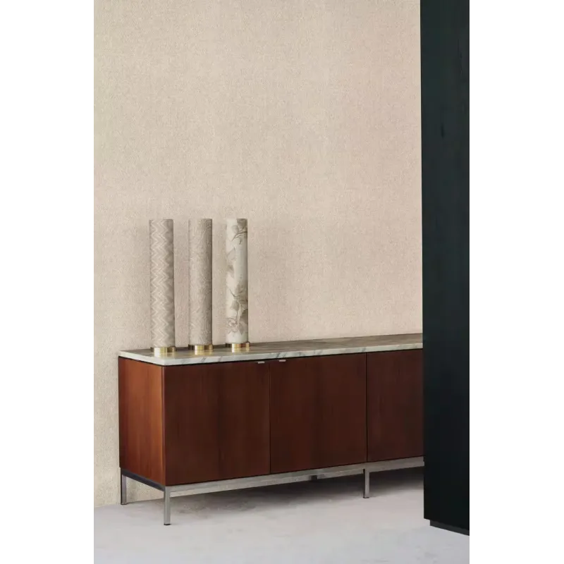 Rasch Atelier Tissé 612929 Açık Bej Keten Dokulu Duvar Kağıdı Açık bej keten dokulu botanik yaprak desenli Rasch Atelier Tisse 612929 duvar kağıdı