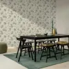 Rasch Atelier Tissé 612936 Keten Dokulu Çiçek Desenli Duvar Kağıdı Bej keten zemin üzerine yeşil botanik çiçek dallı Rasch Atelier Tisse 612936 duvar kağıdı