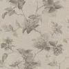 Rasch Atelier Tissé 612950 Botanik Çiçekli Yeşil Duvar Kağıdı Yeşil ve vizon tonlarında keten dokulu botanik çiçek dalları desenli Rasch Atelier Tisse 612950 duvar kağıdı