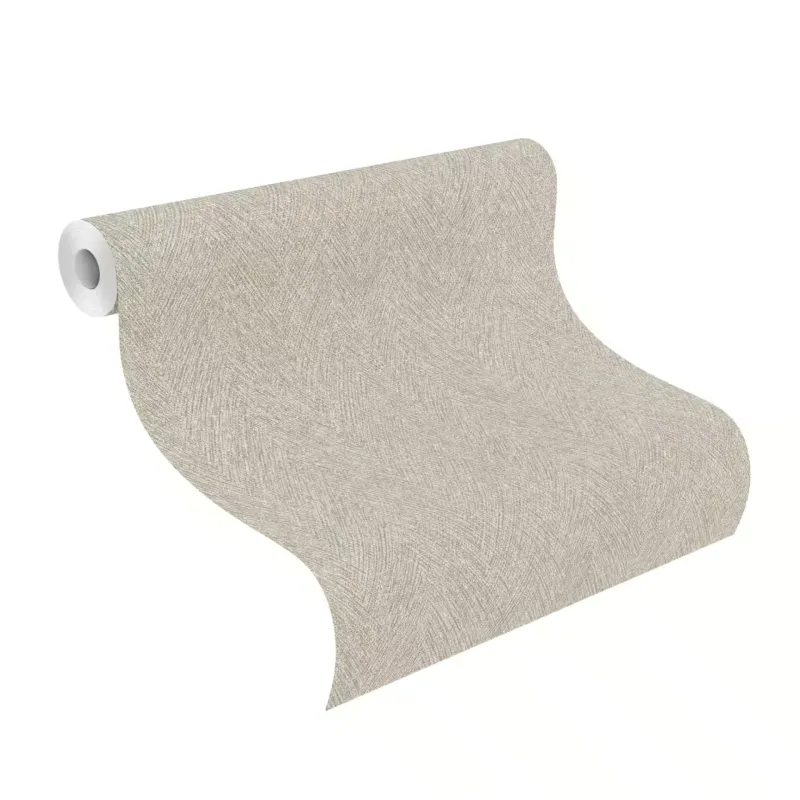 Krem ve bej tonlarında dikey çizgili keten dokulu Rasch Atelier Tisse 613155 duvar kağıdı
