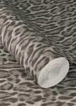 Rasch Atelier Tissé 613261 Keten Dokulu Leopar Desenli Gri Vizon Duvar Kağıdı, 5.33m²
