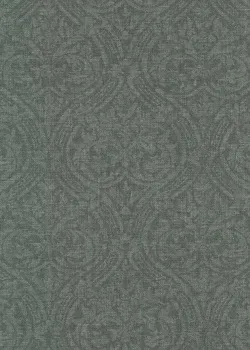 Rasch Atelier Tissé 613346 Keten Dokulu Zümrüt Yeşili Damask Duvar Kağıdı, 5.33m²