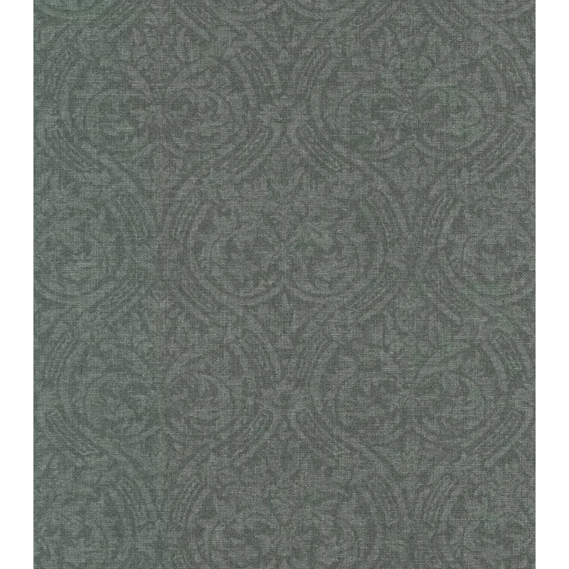 Rasch Atelier Tissé 613346 Yeşil Keten Dokulu Duvar Kağıdı Yeşil tonlarında keten dokulu damask desenli Rasch Atelier Tisse 613346 duvar kağıdı
