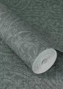 Rasch Atelier Tissé 613346 Keten Dokulu Zümrüt Yeşili Damask Duvar Kağıdı, 5.33m²