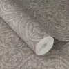 Mavi ve vizon tonlarında keten dokulu botanik yaprak desenli Rasch Atelier Tisse 613353 duvar kağıdı