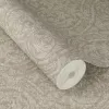 Vizon ve bej tonlarında keten dokulu botanik yaprak desenli Rasch Atelier Tisse 613360 duvar kağıdı