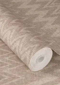Rasch Atelier Tissé 613643 Keten Dokulu Geometrik Balıksırtı Yeşil Vizon Duvar Kağıdı, 5.33m²
