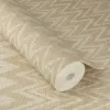 Rasch Atelier Tissé 613650 Bej Keten Dokulu Duvar Kağıdı Bej tonlarında keten dokulu zigzag geometrik desenli Rasch Atelier Tisse 613650 duvar kağıdı