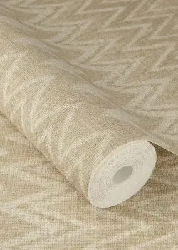 Rasch Atelier Tissé 613650 Keten Dokulu Bej Zigzag Desenli Duvar Kağıdı, 5.33m²